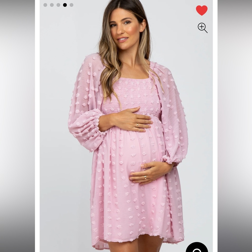 Pink blush Maternity polka dot Chiffon dress